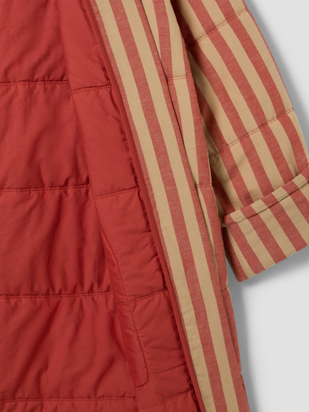 Sandstone Red Pembroke Stripe Linen Blend Housecoat