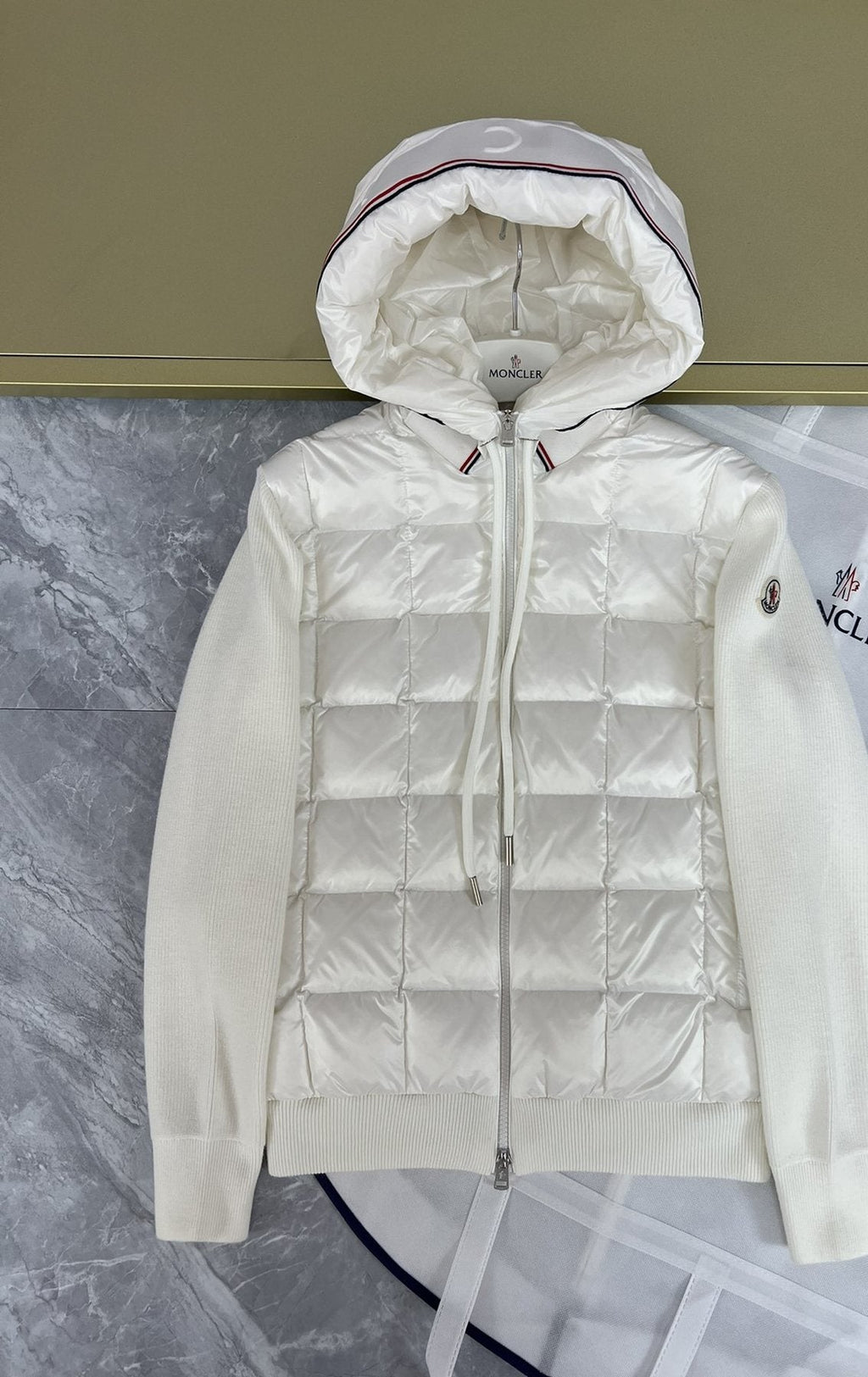 Moncler Quilted-Front Hooded Zip Jacket