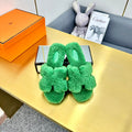 ORAN SHEARLING SANDALS EMERALD GREEN